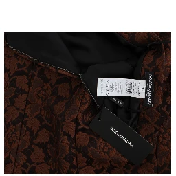 Brown Floral Brocade Mini Bubble Skirt