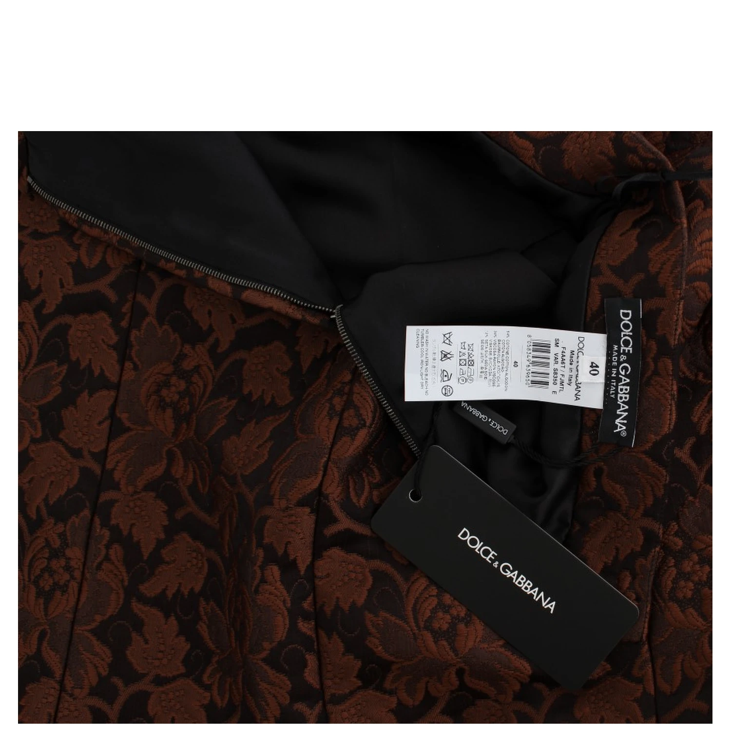 Brown Floral Brocade Mini Bubble Skirt