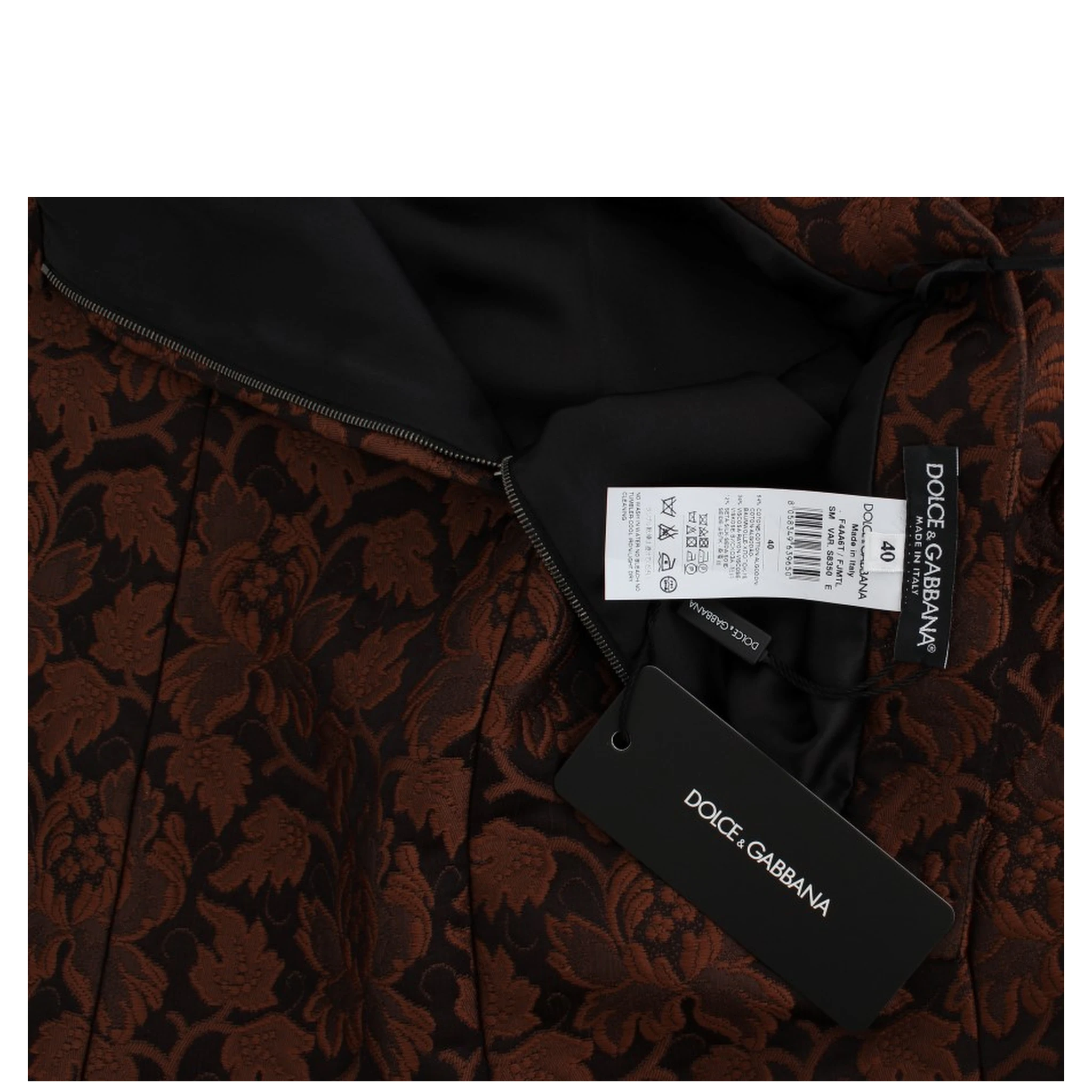 Brown Floral Brocade Mini Bubble Skirt