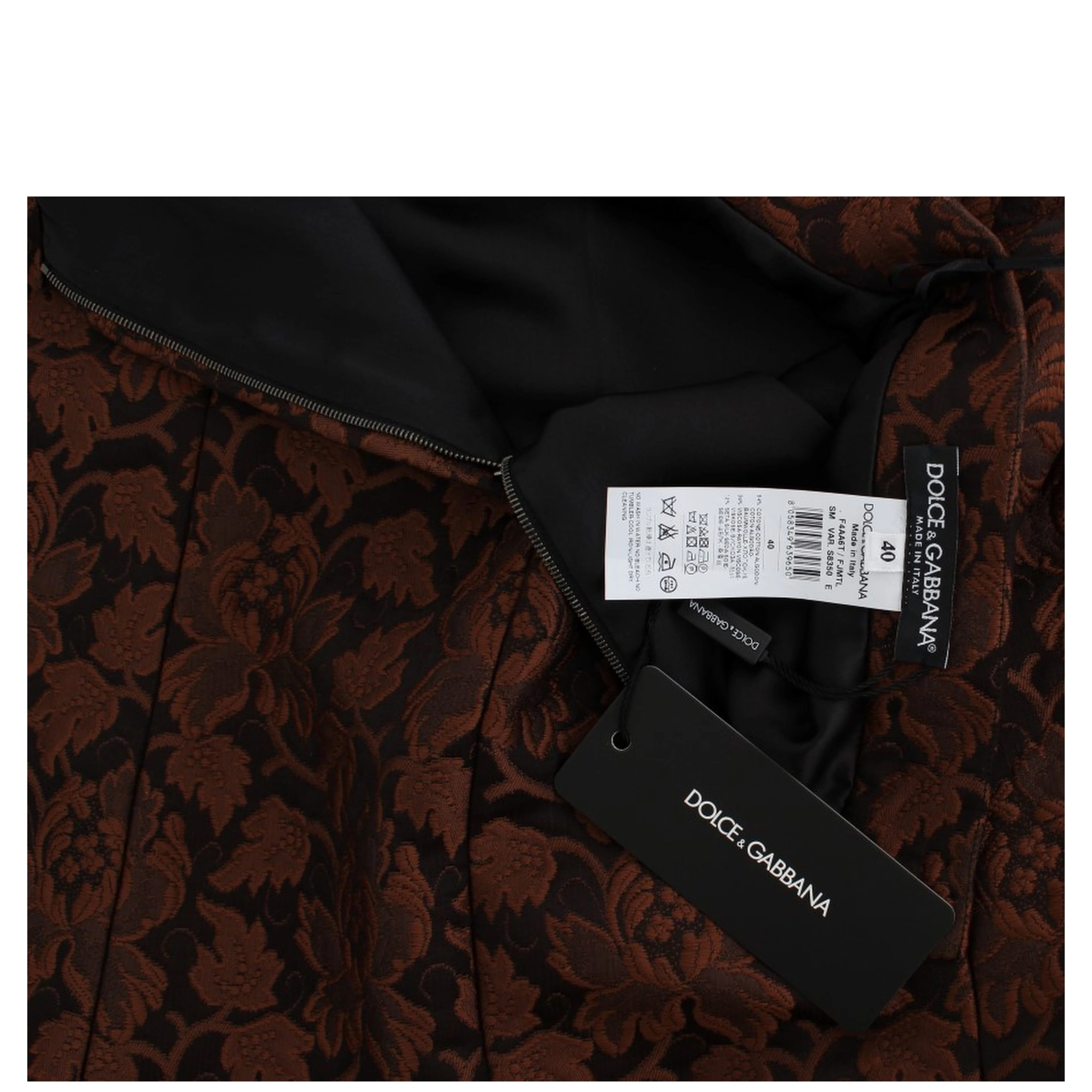 Brown Floral Brocade Mini Bubble Skirt