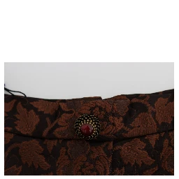 Brown Floral Brocade Mini Bubble Skirt