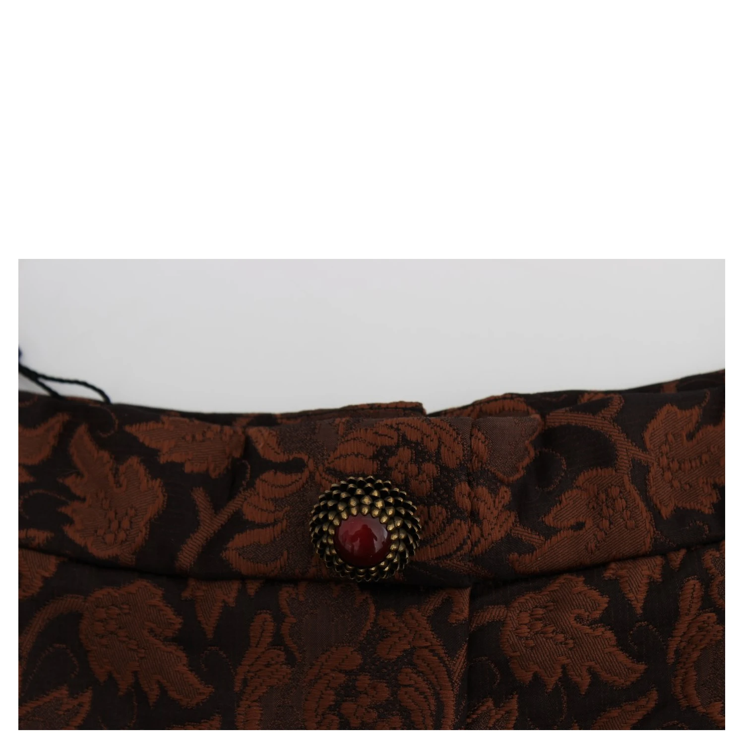Brown Floral Brocade Mini Bubble Skirt