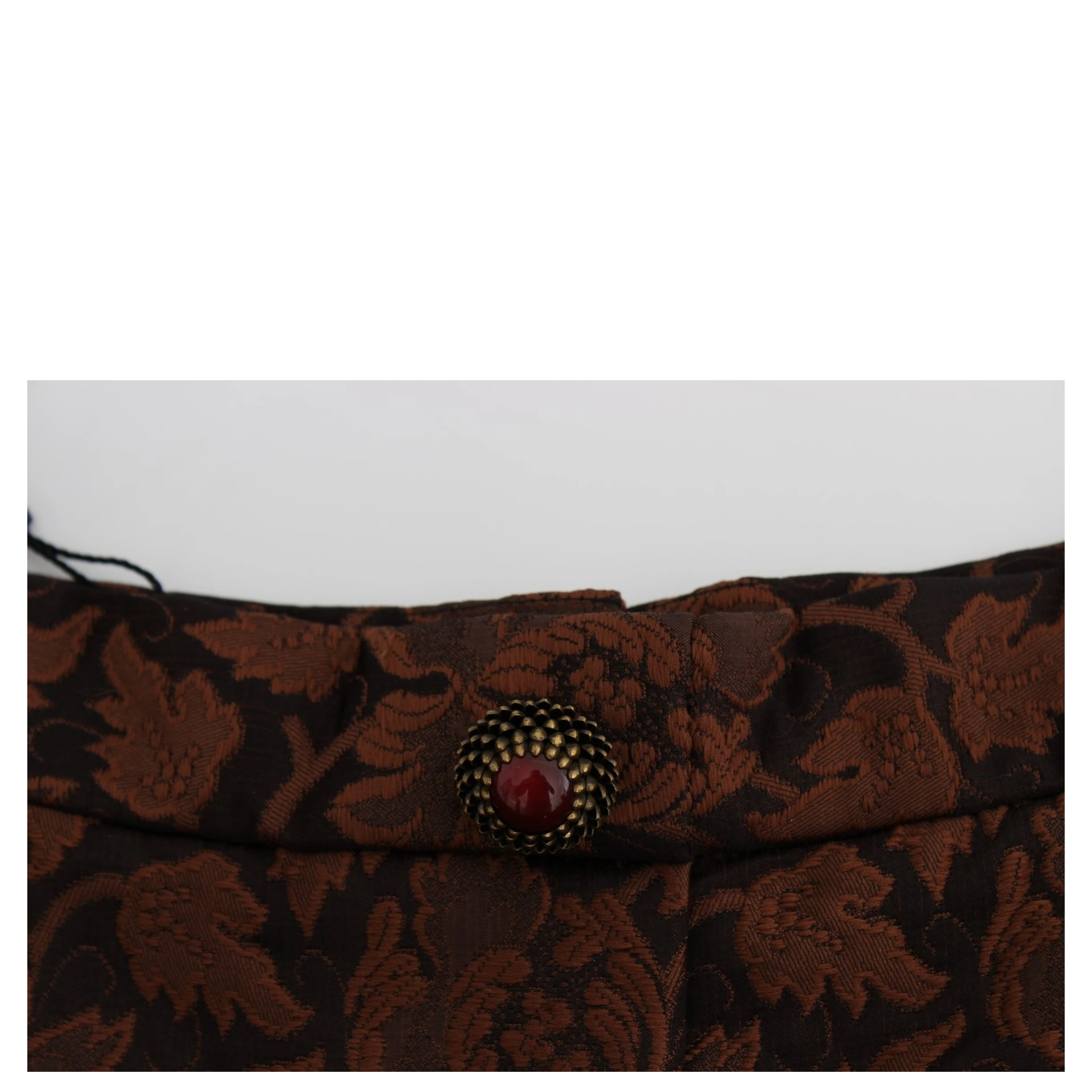 Brown Floral Brocade Mini Bubble Skirt