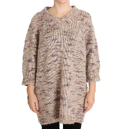 Beige Wool Blend Knitted Oversize Sweater