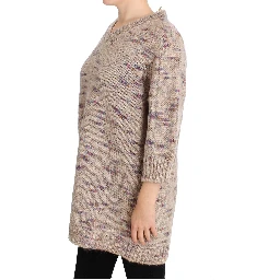 Beige Wool Blend Knitted Oversize Sweater