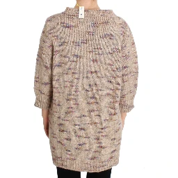 Beige Wool Blend Knitted Oversize Sweater