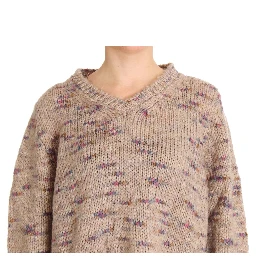Beige Wool Blend Knitted Oversize Sweater
