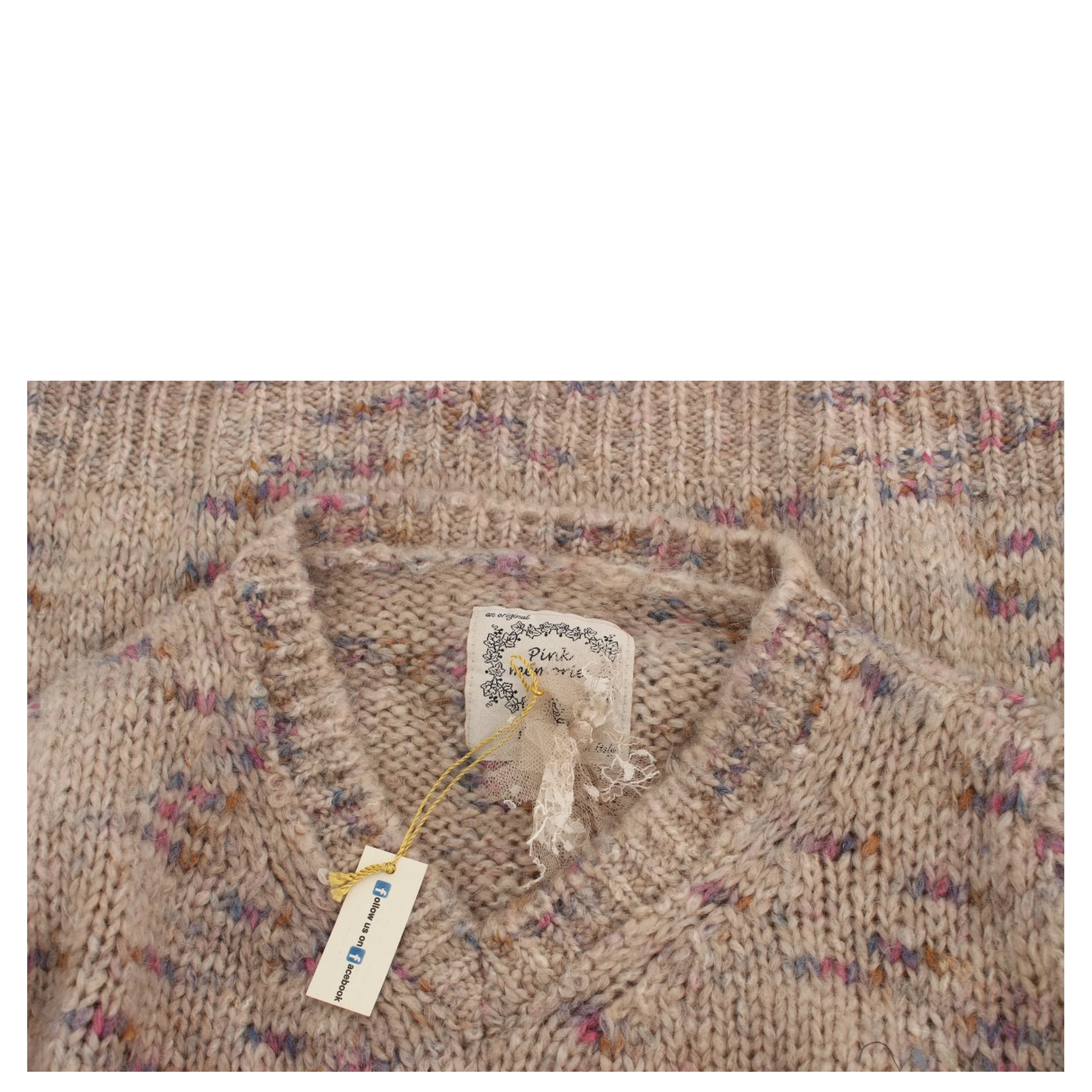 Beige Wool Blend Knitted Oversize Sweater