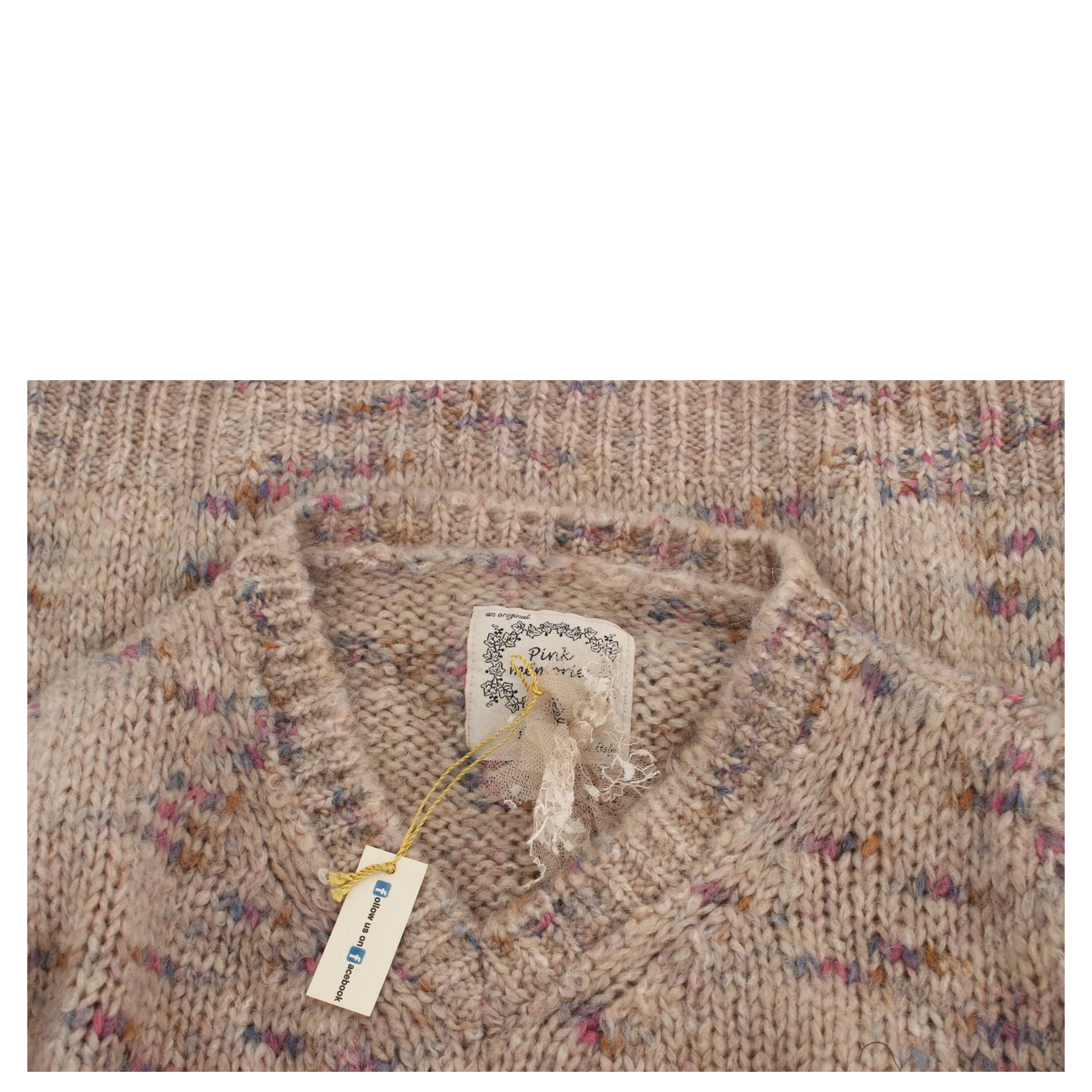 Beige Wool Blend Knitted Oversize Sweater