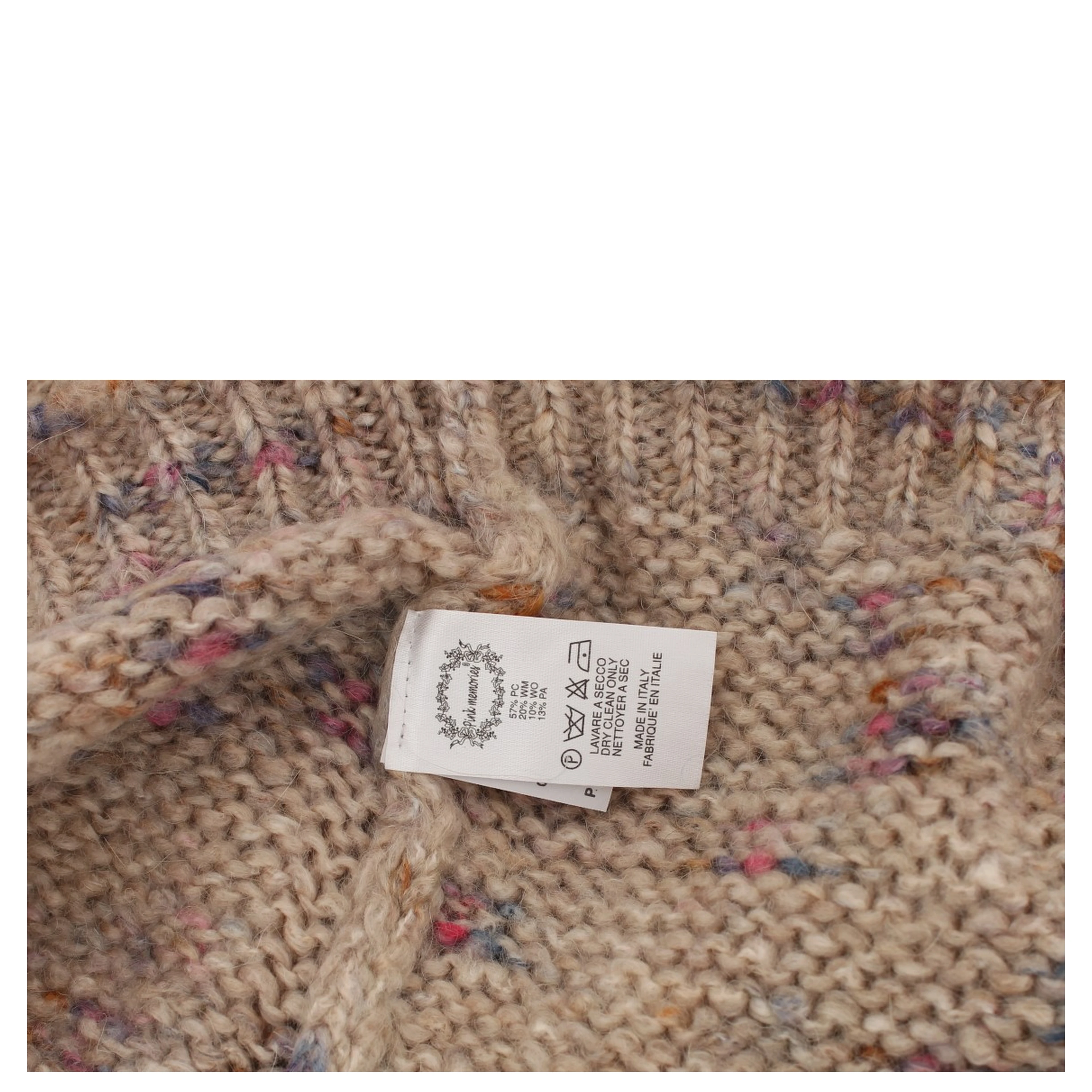 Beige Wool Blend Knitted Oversize Sweater