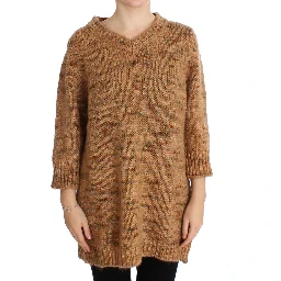 Brown Wool Blend Knitted Oversize Sweater