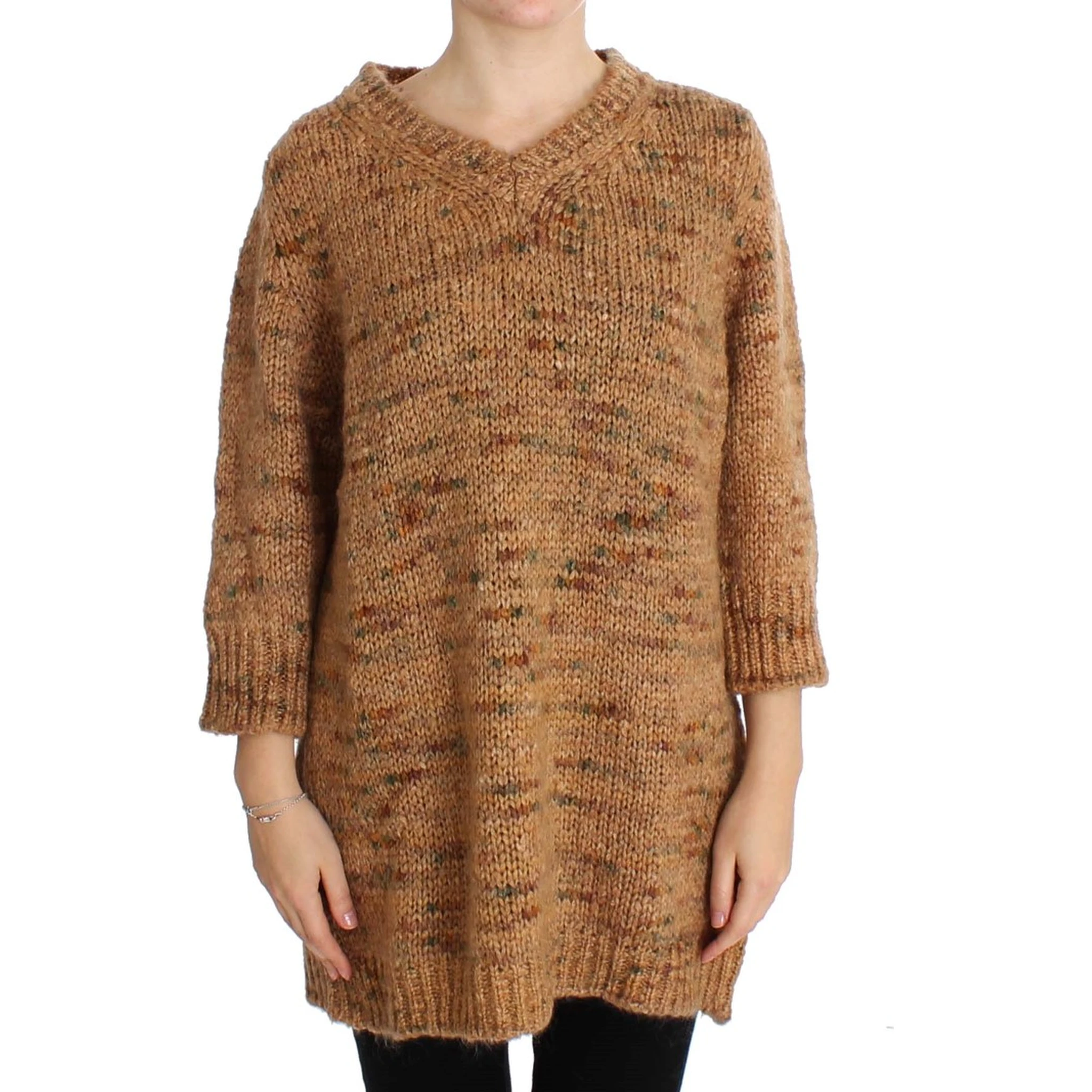 Brown Wool Blend Knitted Oversize Sweater