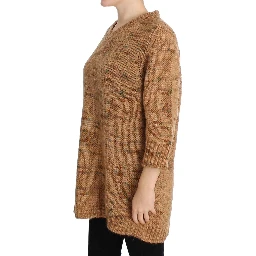 Brown Wool Blend Knitted Oversize Sweater