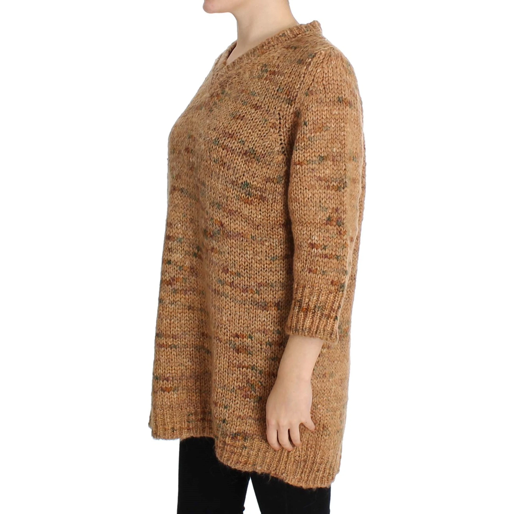 Brown Wool Blend Knitted Oversize Sweater