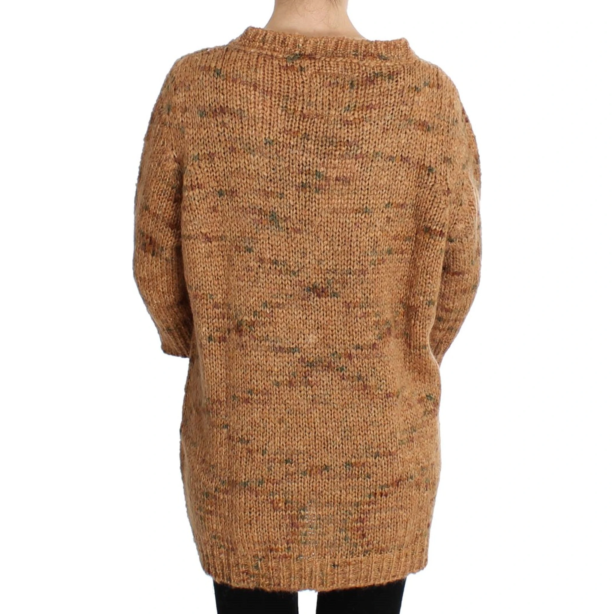 Brown Wool Blend Knitted Oversize Sweater