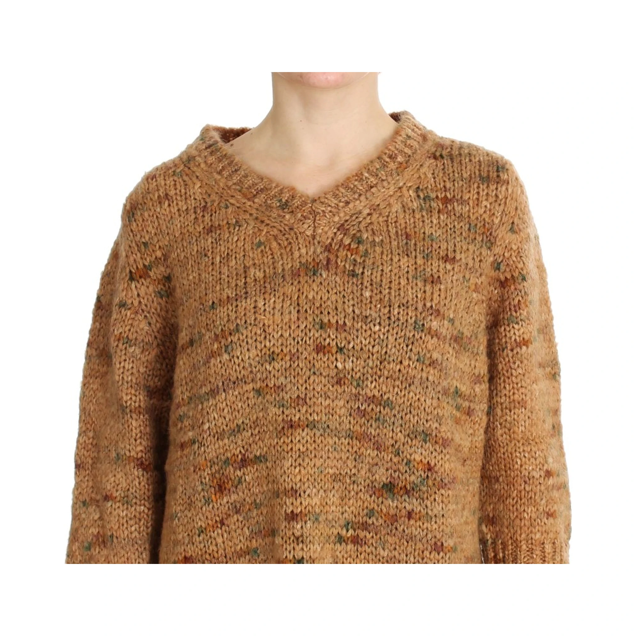 Brown Wool Blend Knitted Oversize Sweater