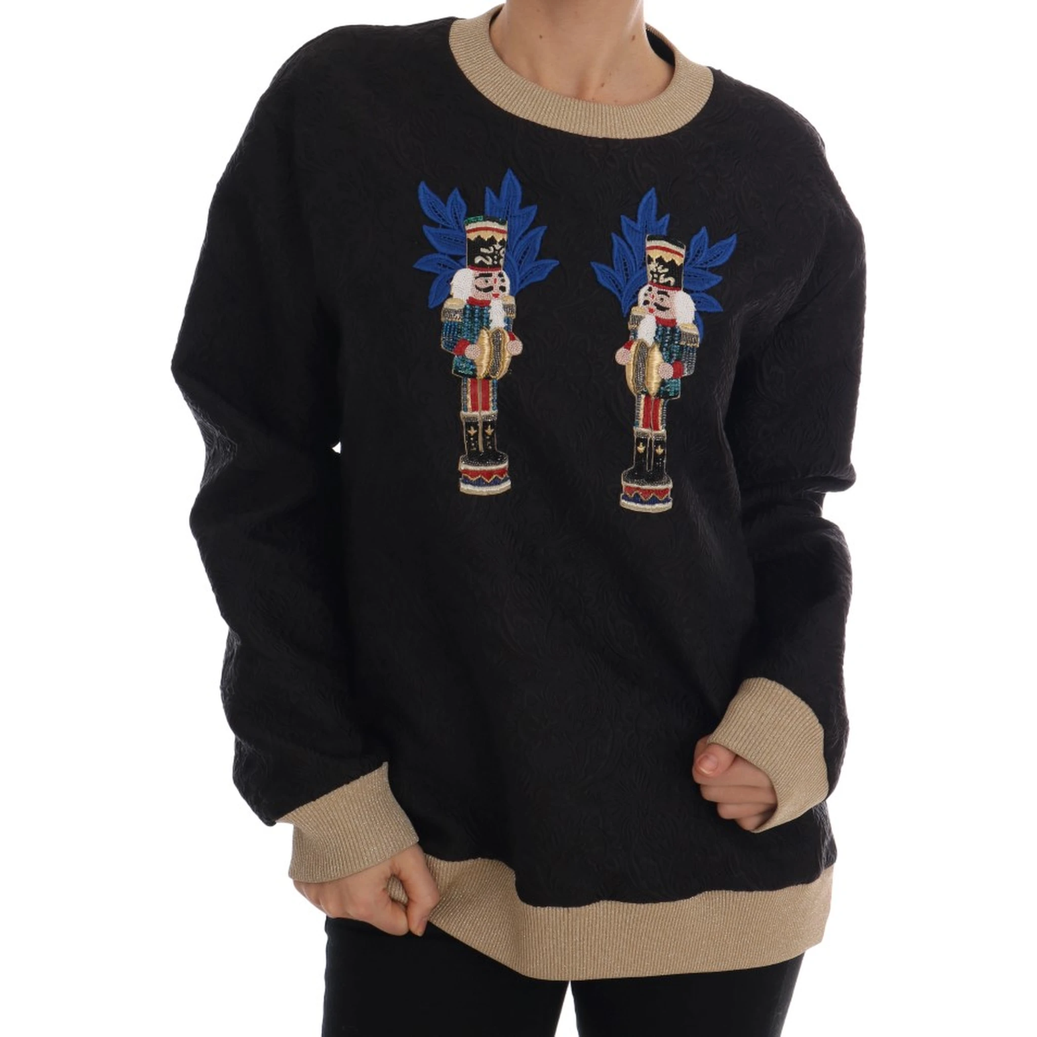 Black Fairy Tale Brocade Zipper Sweater