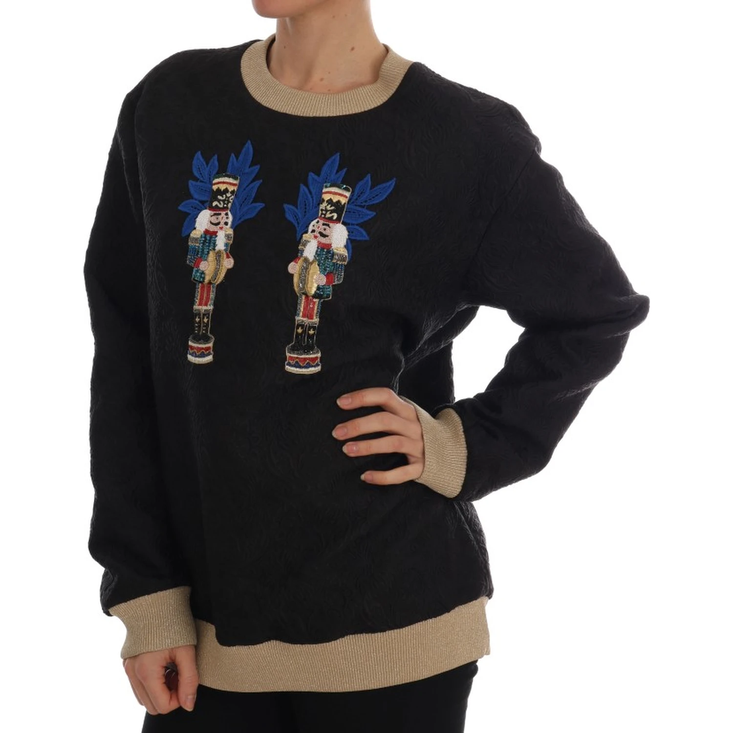 Black Fairy Tale Brocade Zipper Sweater