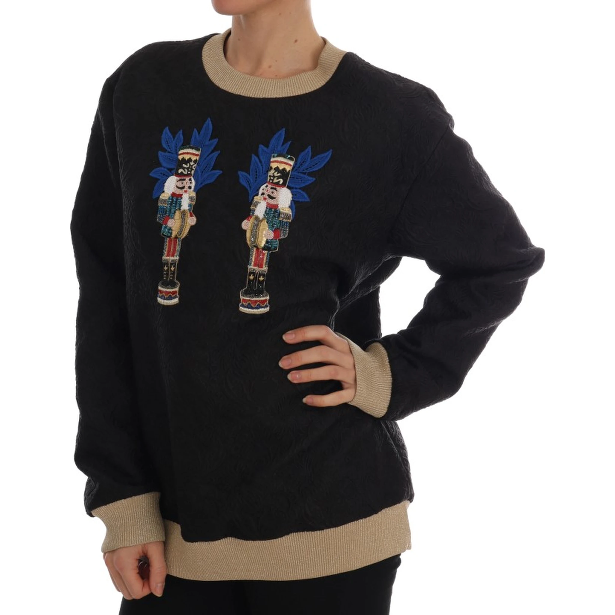 Black Fairy Tale Brocade Zipper Sweater