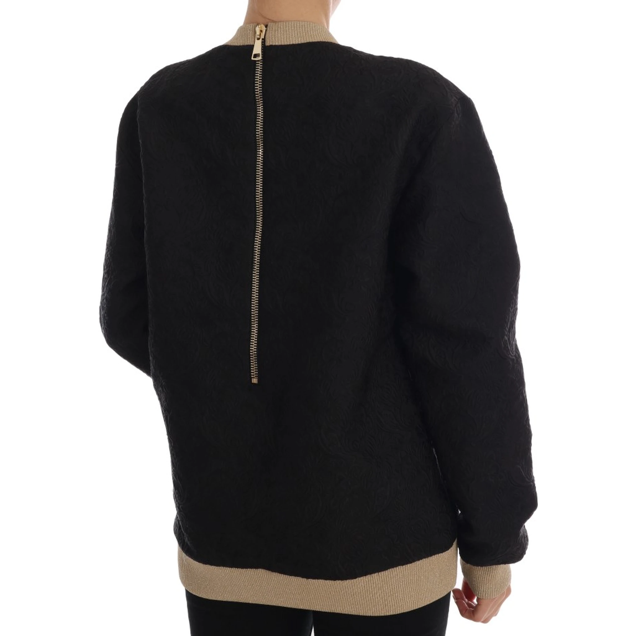 Black Fairy Tale Brocade Zipper Sweater