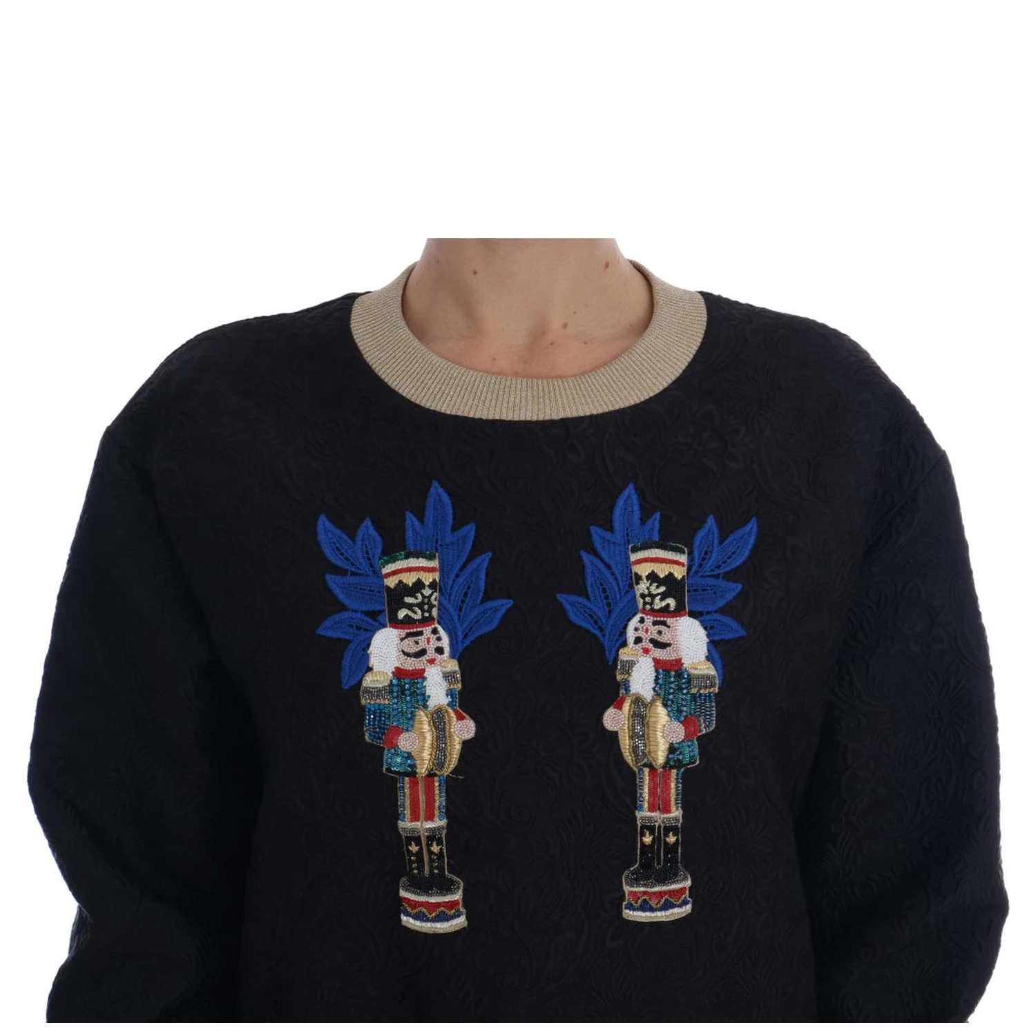 Black Fairy Tale Brocade Zipper Sweater