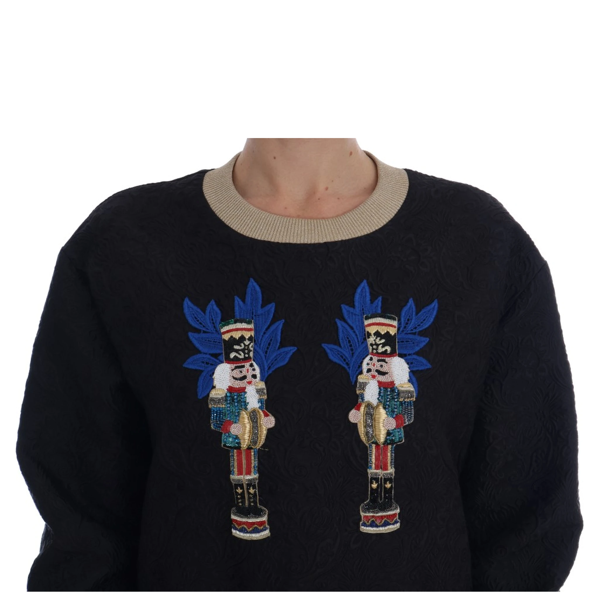 Black Fairy Tale Brocade Zipper Sweater