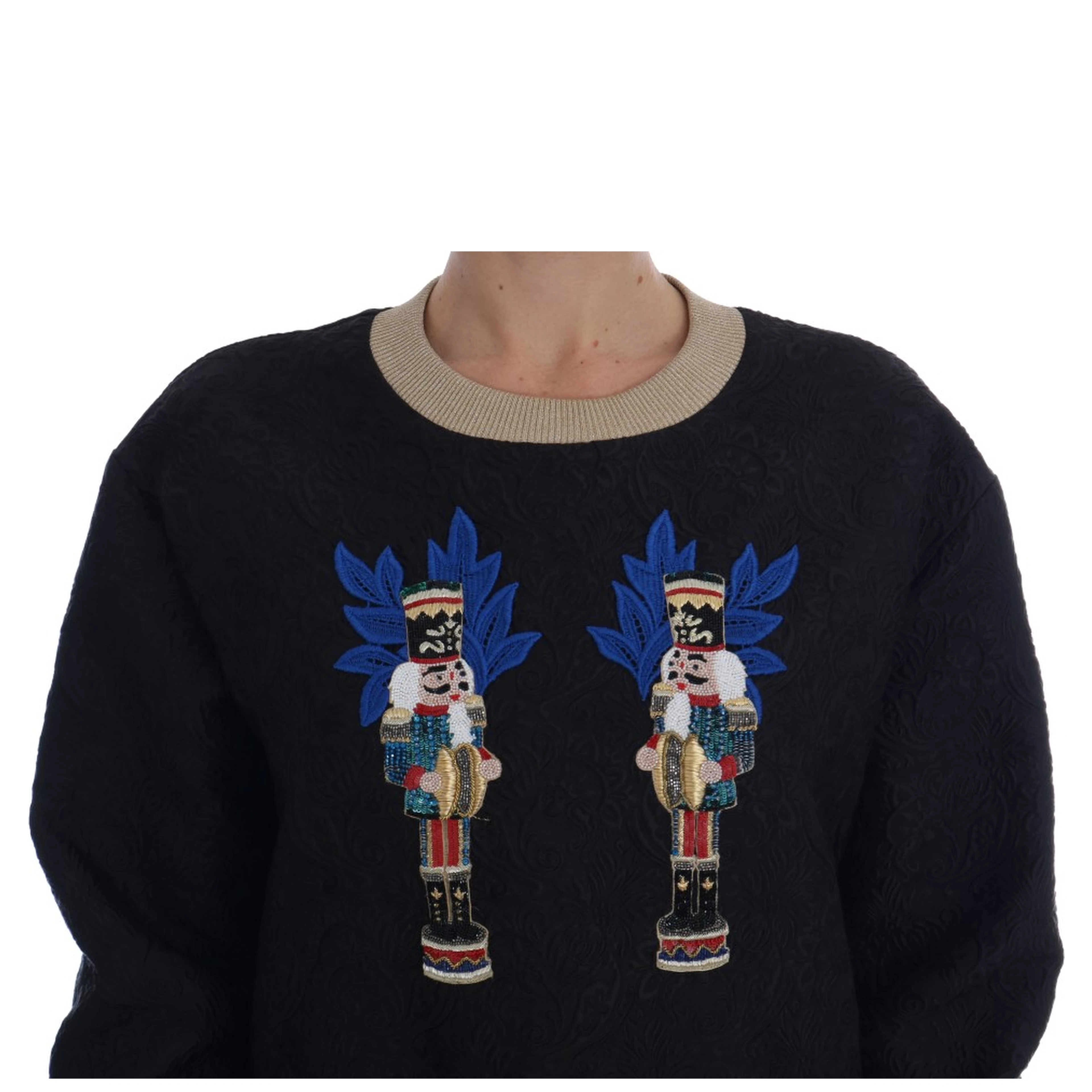Black Fairy Tale Brocade Zipper Sweater