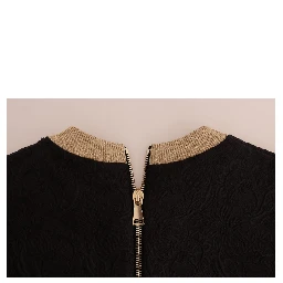 Black Fairy Tale Brocade Zipper Sweater