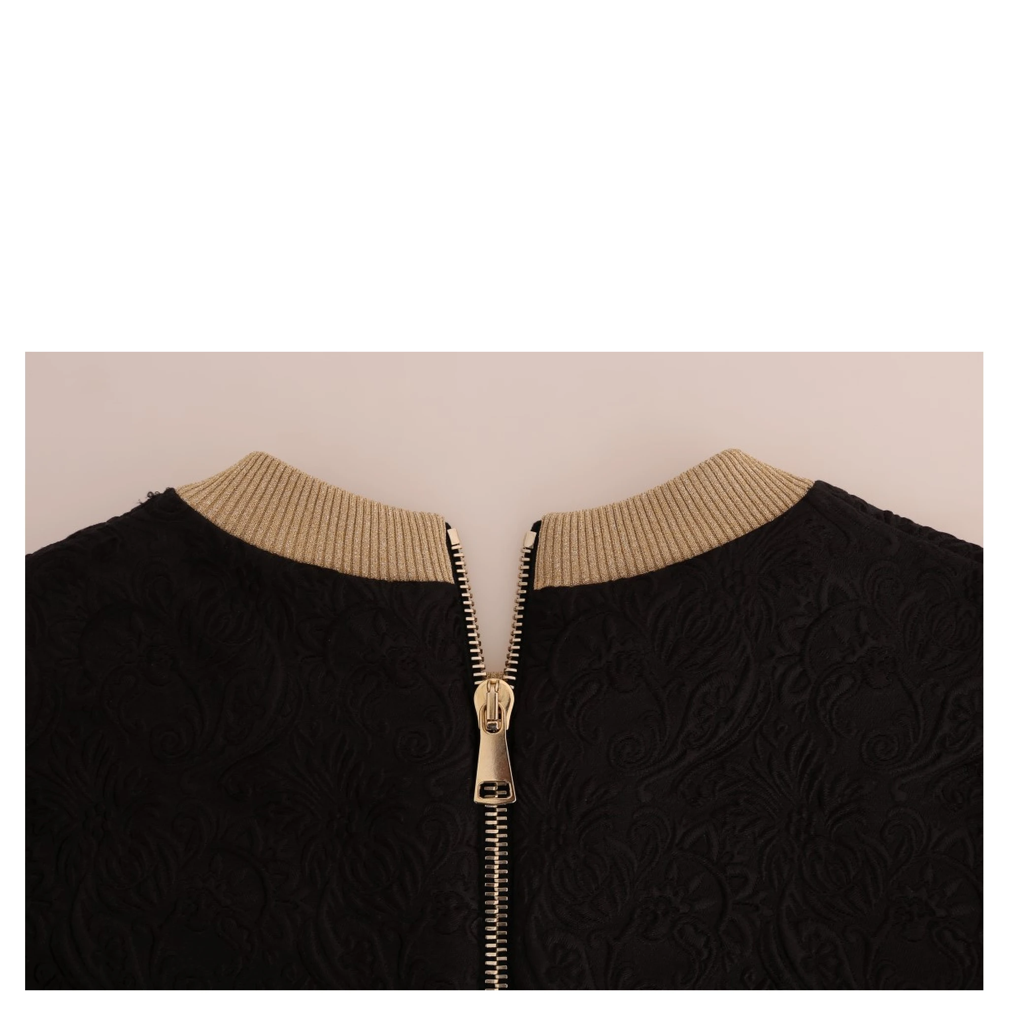 Black Fairy Tale Brocade Zipper Sweater