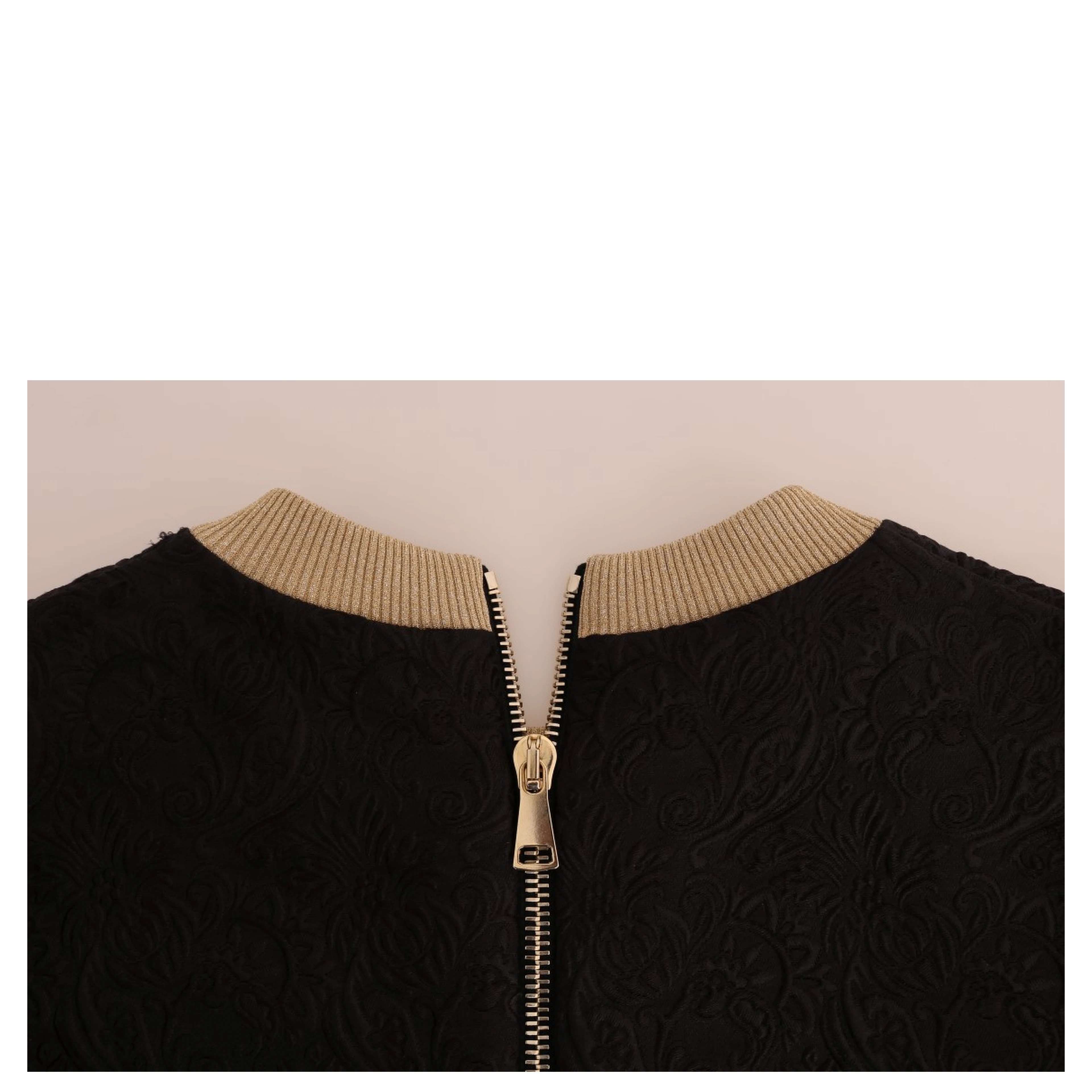 Black Fairy Tale Brocade Zipper Sweater
