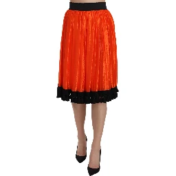 Orange High Waist Knee Length Skirt
