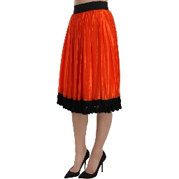 Orange High Waist Knee Length Skirt