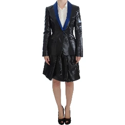 Black Blue Two Piece Suit Skirt & Blazer