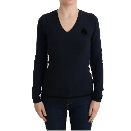 Blue V-neck Viscose Sweater