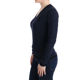 Blue V-neck Viscose Sweater