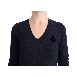 Blue V-neck Viscose Sweater