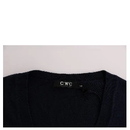 Blue V-neck Viscose Sweater