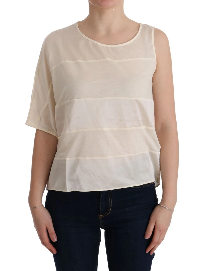 Beige Asymmetric Top Blouse