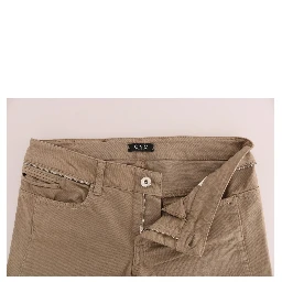 Beige Cotton Stretch Slim Fit Jeans