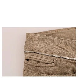 Beige Cotton Stretch Slim Fit Jeans