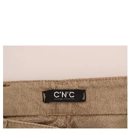 Beige Cotton Stretch Slim Fit Jeans