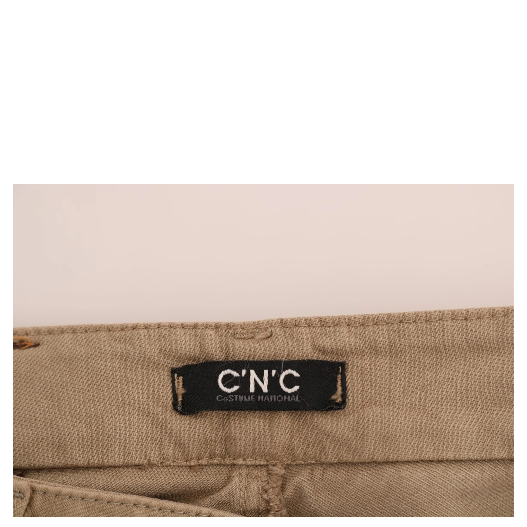 Beige Cotton Stretch Slim Fit Jeans