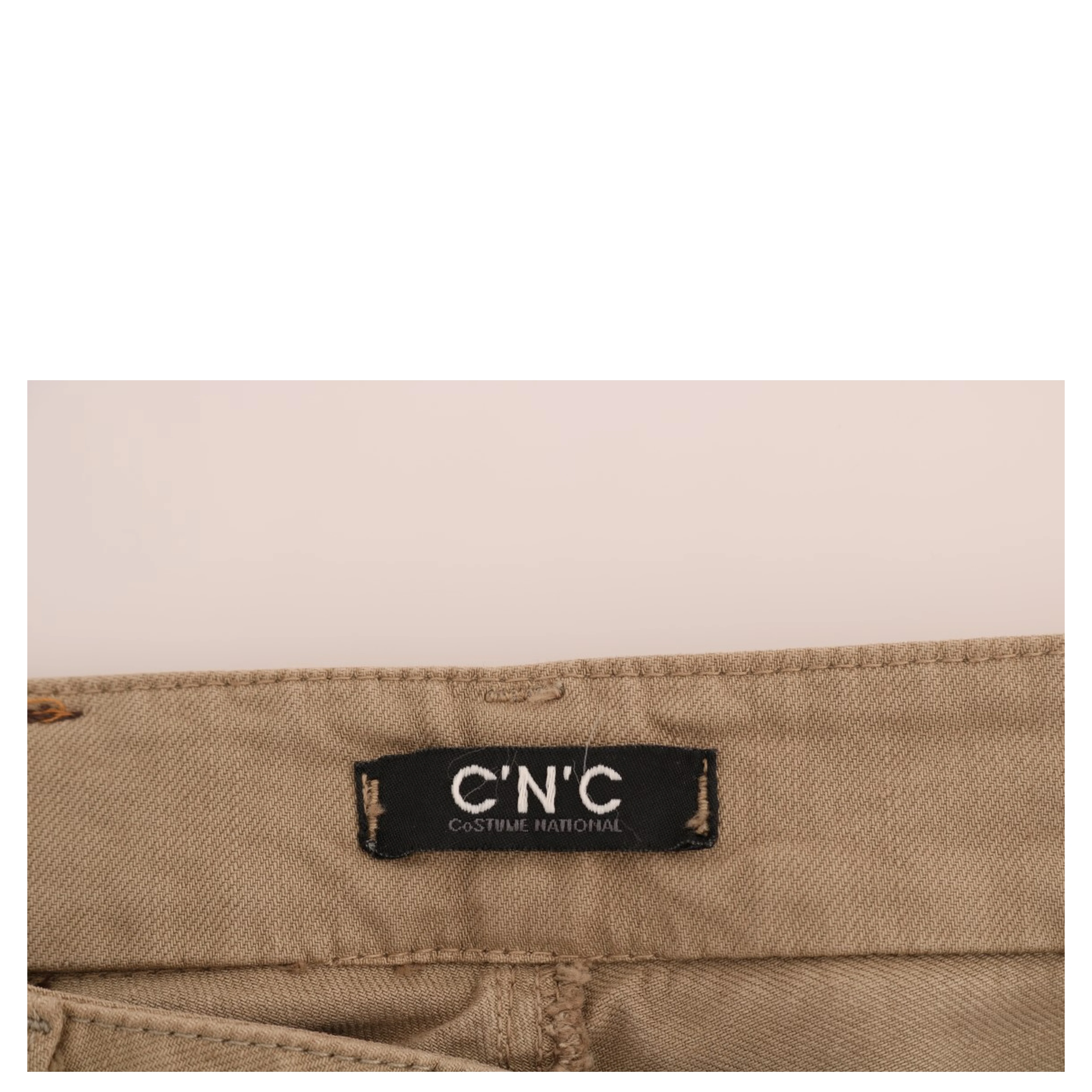 Beige Cotton Stretch Slim Fit Jeans