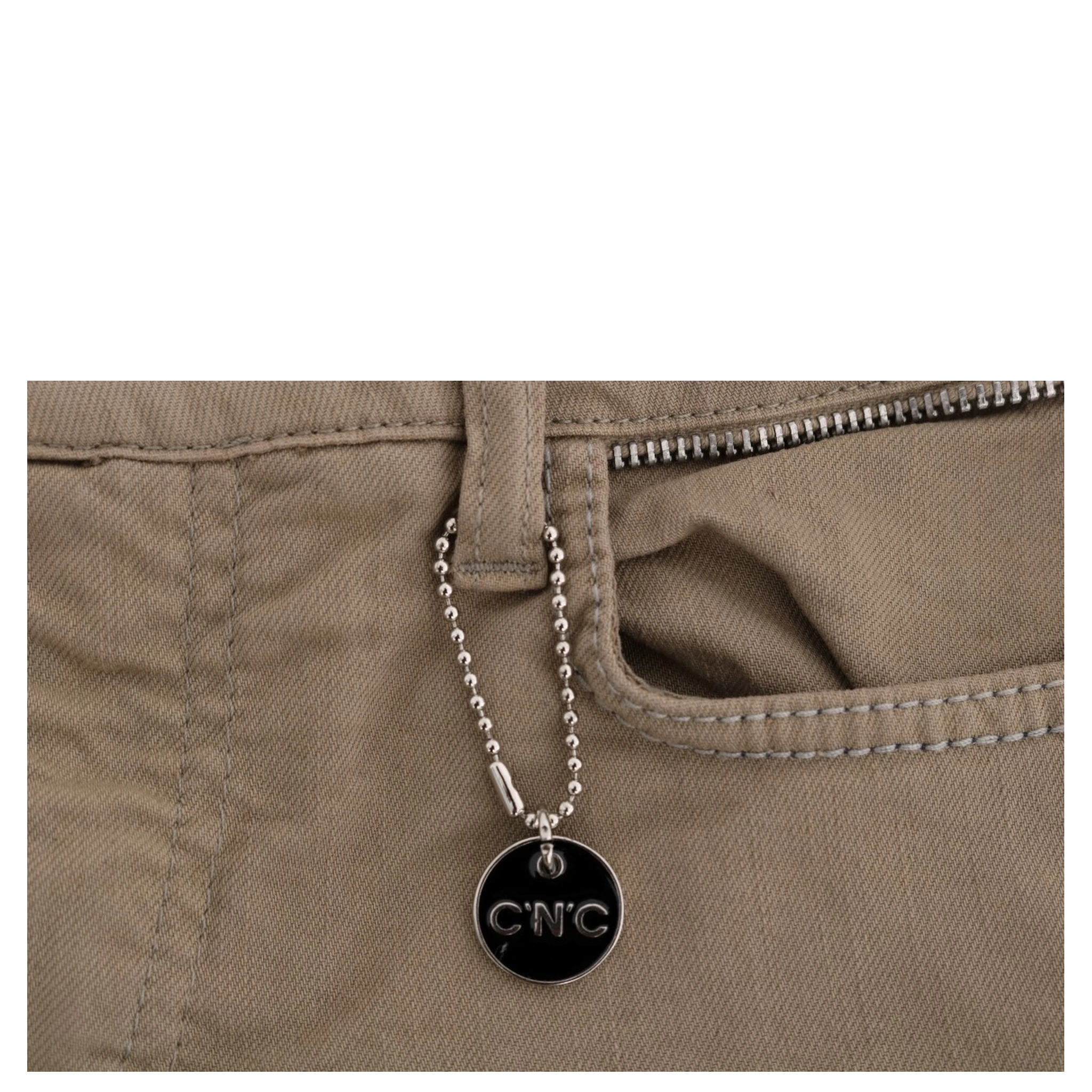Beige Cotton Stretch Slim Fit Jeans