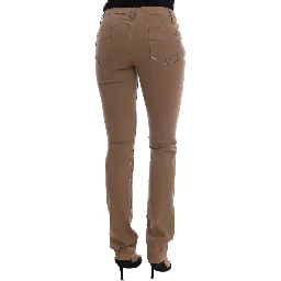 Beige Cotton Stretch Slim Fit Jeans