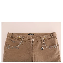 Beige Cotton Stretch Slim Fit Jeans