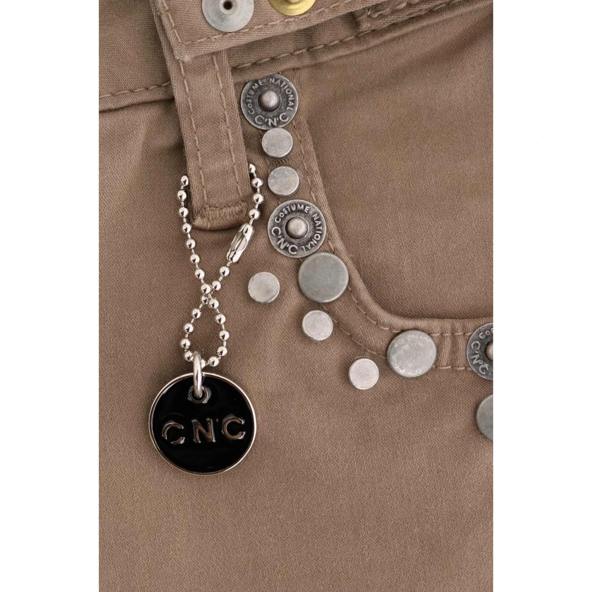 Beige Cotton Stretch Slim Fit Jeans