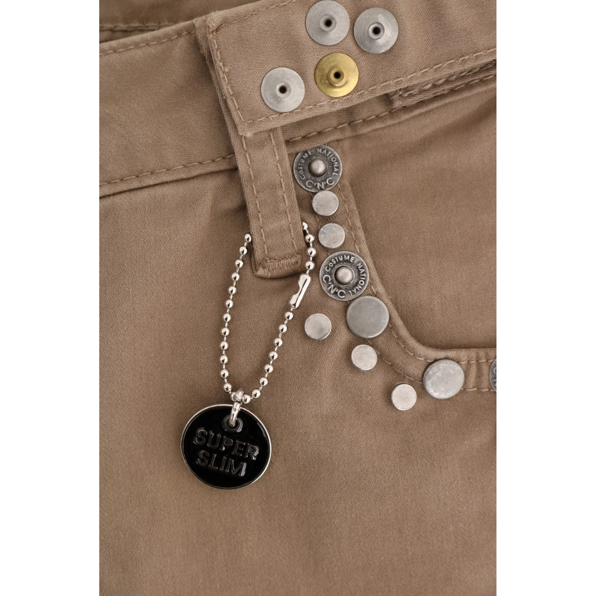 Beige Cotton Stretch Slim Fit Jeans