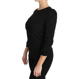 Black Floral Lace Zipper Top Blouse