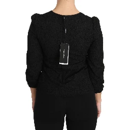 Black Floral Lace Zipper Top Blouse